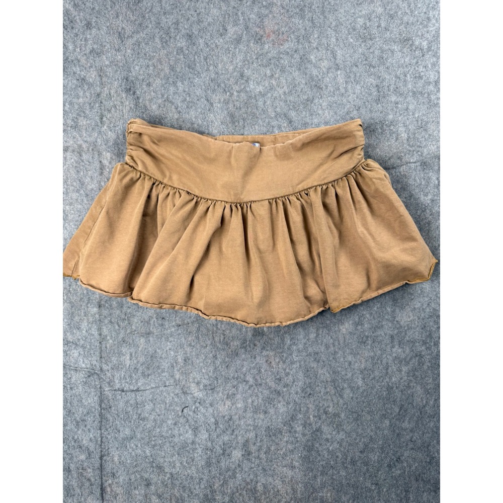 Urban Outfitters Skort Women Medium Tan Brown Cotton Knit Ruffle Mini Y2K Boho